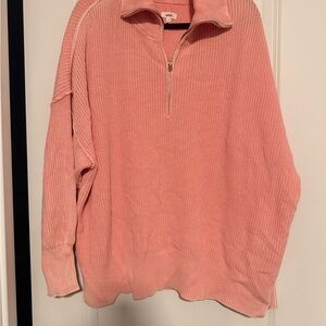 Aerie Pink Half-Zip Sweater